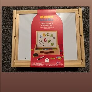 Mondo Llama Chalkboard & Magnetic Whiteboard with Wood Frame - White